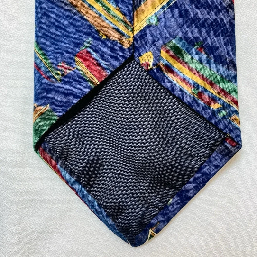 Brite Ties Antique Wooden Boats Sailing Theme Mens VTG Cotton 60x3.75